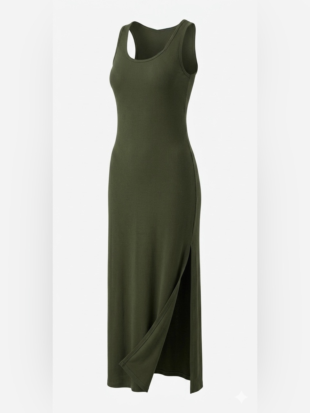 Kit And Ace Army Green Maxi Tank Dress With Front Slit Size Medium